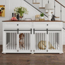 Large Dog Crate, Water Resistant Indoor Pets Furniture Double Dog Crates - Brown White by HouseOfZazla