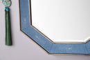 James Martin Tangent 30" Mirror, Silver with Delft Blue