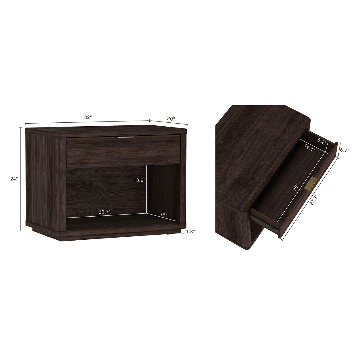 Evelyn - Nightstand With 1 Drawer And Open Shelf, photo 20 of 24