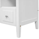 36" Bathroom Vanity with Ceramic Basin, Bathroom Storage Cabinet with Two Doors and Drawers, Solid Frame, Metal Handles, White