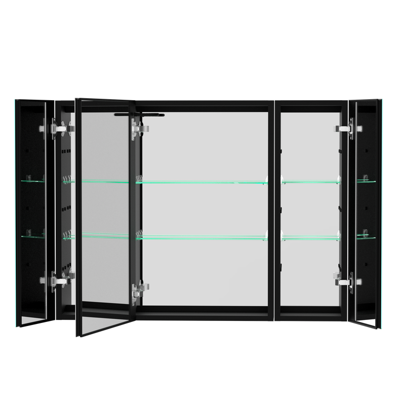 40x30 Inch LED Bathroom Medicine Cabinet Surface Mount Double Door Lighted Medicine Cabinet, Medicine Cabinets for Bathroom with Mirror Defogging, Dimmer Black