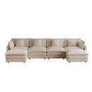 Oversized U Shape Sofa with 2 Ottomans in Light Coffee