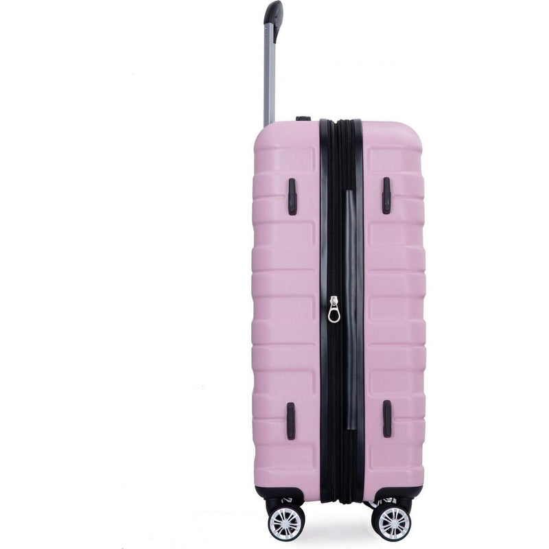 3 Piece Luggage Sets PC Lightweight & Durable Expandable Suitcase with Two Hooks, Double Spinner Wheels, TSA Lock, (21/25/29) Pink