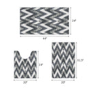 Chevron Design 3 Piece Bathroom Rugs Set | Gray