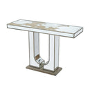 Rectangular Console Table With Elegant Floral Design And Mirrored - Silver Multi by Unique Piece Furniture