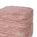Enigma - Yarn And Cotton Square Pouf Ottoman With Polystyrene Beads - Red / White