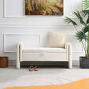 Modern Teddy Upholstered Large Bed End Bench With Arms And Storage