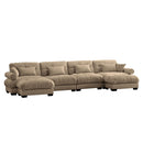 Modern Sectional Sofa With Ottoman, Round Bolster Armrests, Waist And Throw Pillows by HouseOfZazla