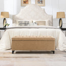 Button-Tufted Storage Ottoman With Safety Close Hinge