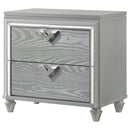 Delacroix - 2 Drawer Nightstand With Felt Lined Top Drawer - Silver by HouseOfZazla