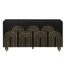 Modern Fluted Sideboard Buffet With Storage, Curve Element, 4 Doors With Adjustable Shelves