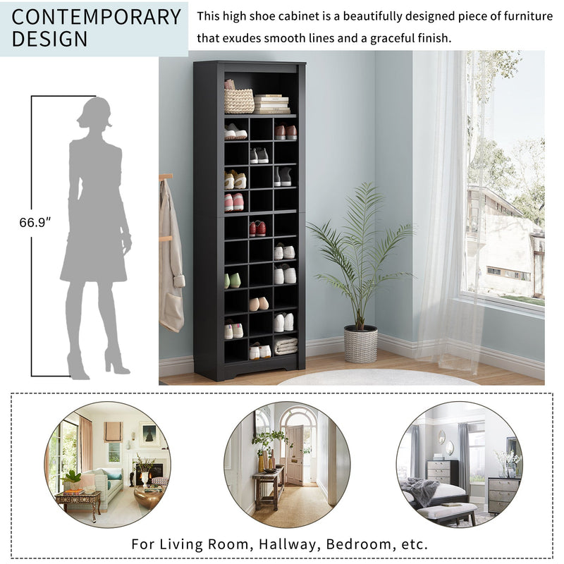 Walker Edison | Contemporary Design 30 Shoe Cubby Storage Cabinet