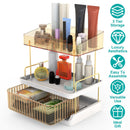 3 Tier Makeup Organizer for Vanity Large Capacity Skincare Shelf Bathroom Countertop Organizer with Drawer for Lipsticks Lotion Toner Perfumer Masks