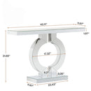 Mirrored Console Table With O-Shaped Base For Living Hallway - Silver / Clear by HouseOfZazla