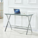 Transparent Glass Computer Desk With Rounded Edges, Tempered Glass Laptop Table - Clear by Unique Piece Furniture