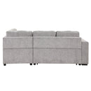 83.8" Reversible Sectional Pull-Out Sofa Bed L-Shaped Corner Sofa Couch with Storage Chaise, USB Ports, Power Sockets, Cup Holder for Living Room, Bedroom, Study,Light Gray