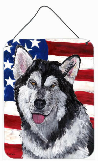 Alaskan Malamute USA Patriotic American Flag Wall or Door Hanging Prints SC9497DS1216