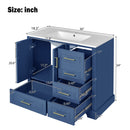 36' Traditional Bathroom Vanity with Ceramics Sink , Blue Bathroom Cabinet with Two Soft Close Doors and Four Drawers(Old sku:SV000026AAC)