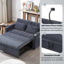 Convertible Sofa Bed Loveseat Sofa With Three USB Ports, Two Side Pockets, Two Cup Holders And 360° swivel Phone Holder For Living Room by Unique Piece Furniture