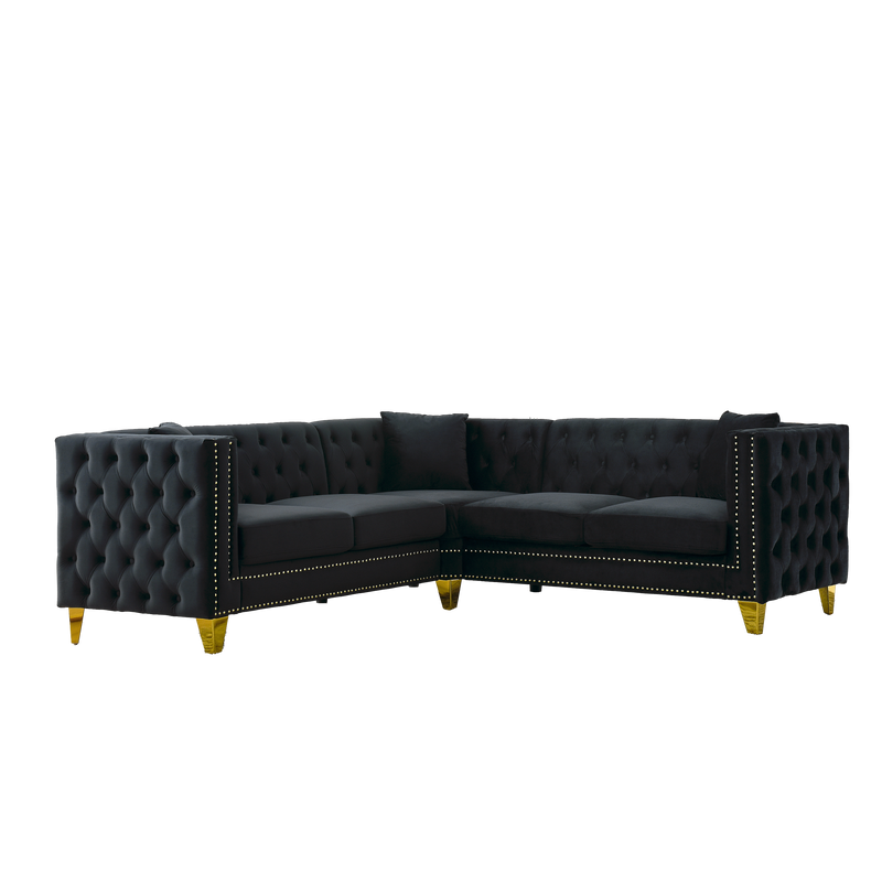 82.2-Inch Velvet Corner Sofa Covers, L-Shaped Sectional Couch, 5-Seater Corner Sofas with 3 Cushions for Living Room, Bedroom, Apartment, Office