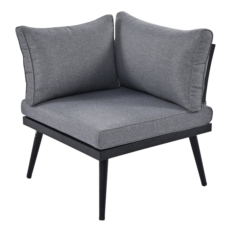 6-Piece Outdoor Sectional Sofa Set with Round Nesting Coffee Tables and Seating Sofa with Cushions for Patio, Porch and Garden (Grey)