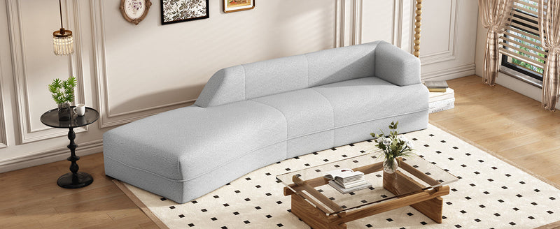 Walker Edison | Boucle Curved Chaise Lounge Modern 109" Sofa