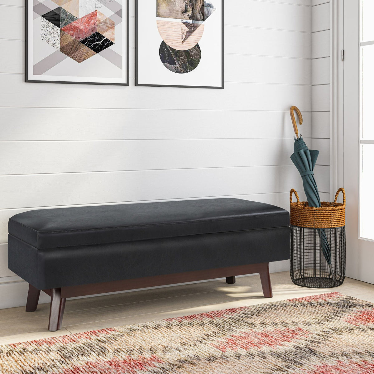 Owen - Rectangular Storage Ottoman - Midnight Black, photo 7 of 8