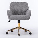 Office Chair, Artificial Rabbit Hair Home Office Chair With Metal Base, Adjustable Desk Chair Swivel Office Chair, Vanity Chair by HouseOfZazla