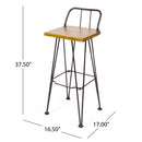 Dione Outdoor Industrial Acacia Wood Bar Set With Metal Frame And Slat Paneling - Brown