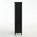 Vintage Display Cabinet With Double Glass Doors, Traditional Style For Collectibles, Ash Wood Veneer, 73.25" Tall - Black / Natural by HouseOfZazla