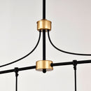 Dining Room Light Fixture / Chandelier Table, 40 -" Hanging For Farmhouse Linear Chandeliers, 5 Light Kitchen Island Lighting Ceiling Chandelier, With Metal Lampshade - Gold / Matte Black by HouseOfZazla