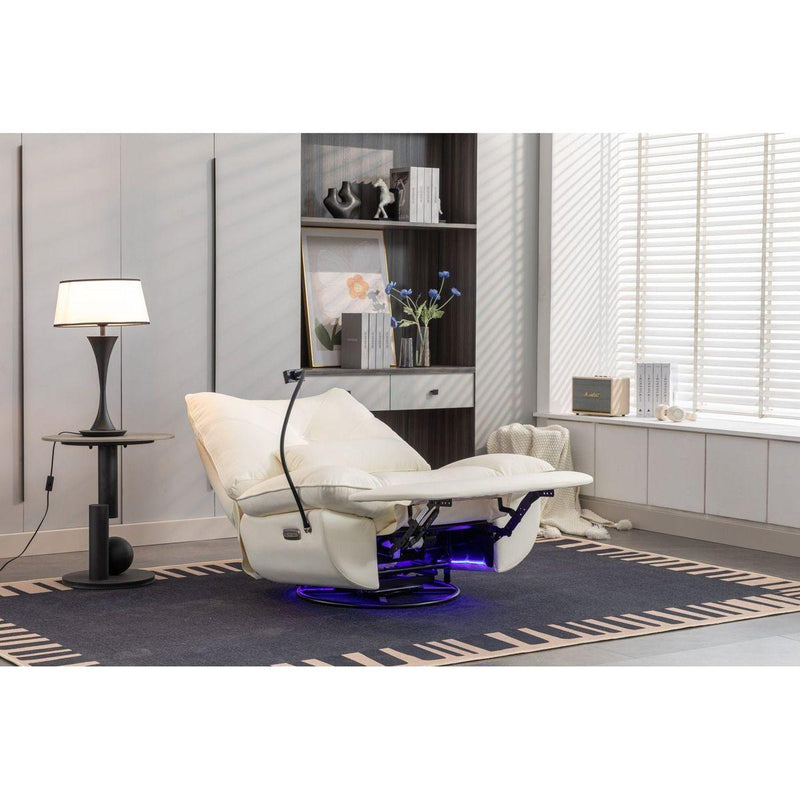 270 Swivel Glider Recliner Chair, Power Recliner Rocking Chair, USB Port Charge for Nursery Chair with Atmosphere Lamp for Living Room Bedroom Apartment