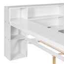 Platform Bed With Storage Shelves, Drawers, Charging Station, LED, Desk by HouseOfZazla