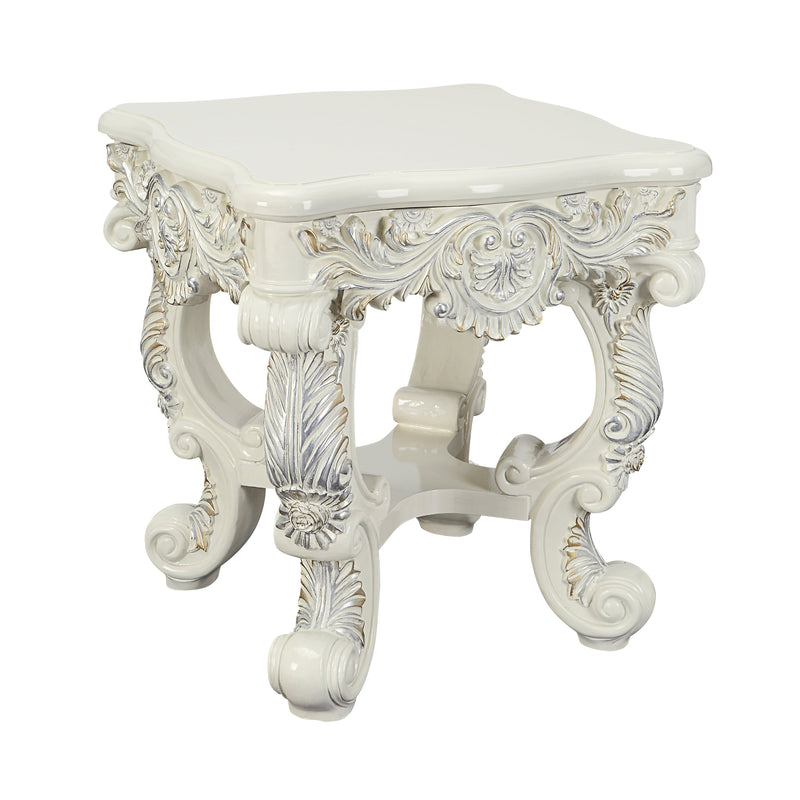 Adara END TABLE Antique White Finish