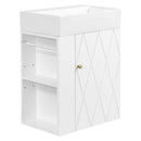20 Inch Bathroom Vanity with Ceramic Sink, Diamond Pattern Door Design by HouseOfZazla