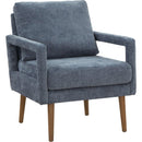 Mid-Century Armchair, Accent Chair with Chenille Armrest & Soft Cushion for Living Room, Bedroom, Home Office, Study, Dark Grayish Blue