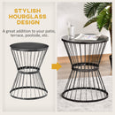 16" Steel Patio Side Table, Garden End Table with Hourglass Design, Accent Table for Outdoor and Indoor Use, Black
