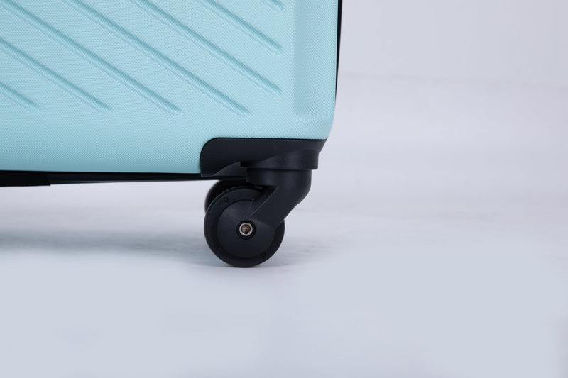 3 Piece Luggage Sets ABS Lightweight Suitcase with Two Hooks, Spinner Wheels, TSA Lock, (20/24/28) Green