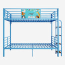 Bunk Bed, Convertible To 2 Separate Twin Size Beds With Full Length Guardrail & Ladder, No Box Spring Needed - Blue by HouseOfZazla