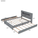 Storage Platform Bed With LED Lights, 2 Drawers And Trundle