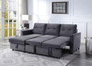 Hudson - Reversible Sleeper Sectional Sofa With Storage Chaise - Dark Gray by HouseOfZazla
