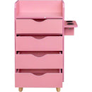 4 -Layer Salon Storage Cabinet,Beauty Barber Salon Styling Station Organizer Equipment,Hair Stylist Station Set with 2 Hair Dryer Holders,4 Drawers and Raised Table Legs