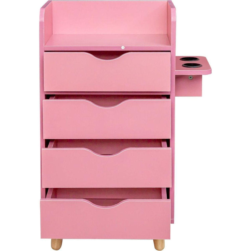 4 -Layer Salon Storage Cabinet,Beauty Barber Salon Styling Station Organizer Equipment,Hair Stylist Station Set with 2 Hair Dryer Holders,4 Drawers and Raised Table Legs