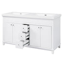 Bathroom Vanity With Double Sinks, 3 Drawers & 4 Doors - White by HouseOfZazla