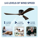 52" Flush Mount Solid Wood Blades Ceiling Fan with Lights Remote Control by HouseOfZazla