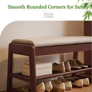 Wood Shoe Storage Bench with Premium Vegan Leather Seat