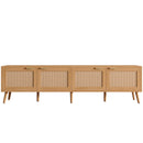 TV Stand With Storage & Cable Holes - Natural Wood