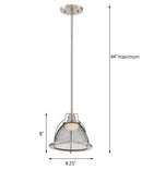 8"W Tex 1-Light Pendant Brushed Nickel / Black