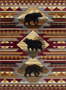 Nature's Nest - 5'3" X 7'3" Lodge Area Rug Polypropylene - Multi, Red