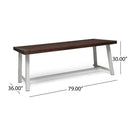 Equilibrium Outdoor Dining Table with Slat Top, Dark Brown